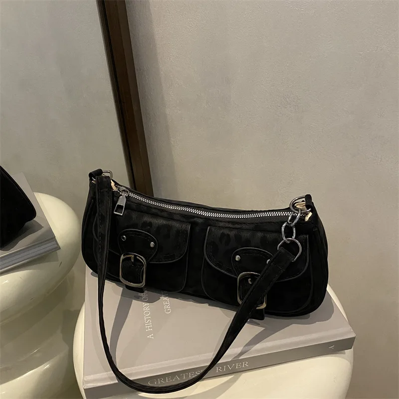 Leopard Print Double Belted Front Pockets Hand Bag Double Buckle Design Shoulder Bag For Women 2026 New Tiger Print Bag - Image 2
