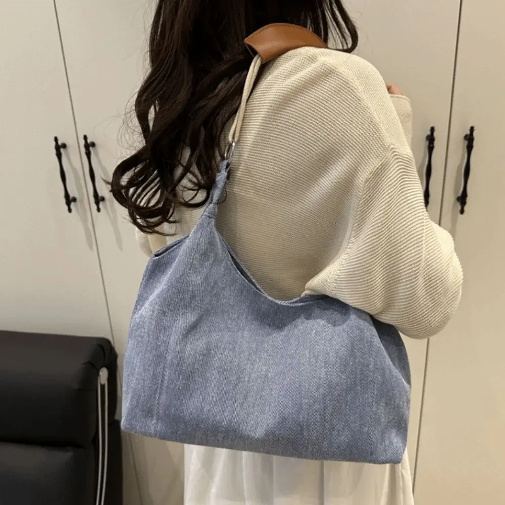 Casual Vintage Denim Tote Bags Large-capacity Y2k Denim Shoulder Bag Leisure Harajuku Women Handbags Work Bag - Image 3