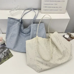 Star Sparkling Canvas Bag New Large Capacity Single Shoulder Simple Versatile Tote Bag Bolsas De Mujer